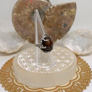 Artisan brutalist Fire Agate ring